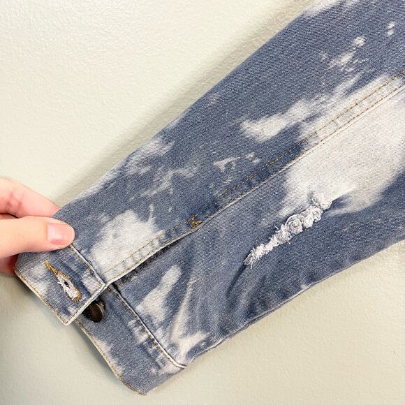 Lady Soulshine Bleach Splattered Good Vibes Only Rainbow Denim Jacket Small NWT - Picture 4 of 11